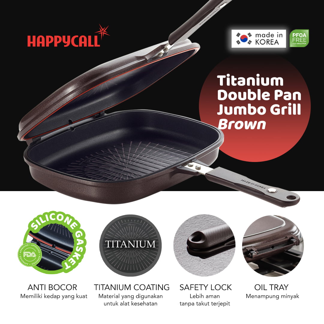 Hc Titanium Double Pan Jumbo Grill Blue Neohaus Indonesia