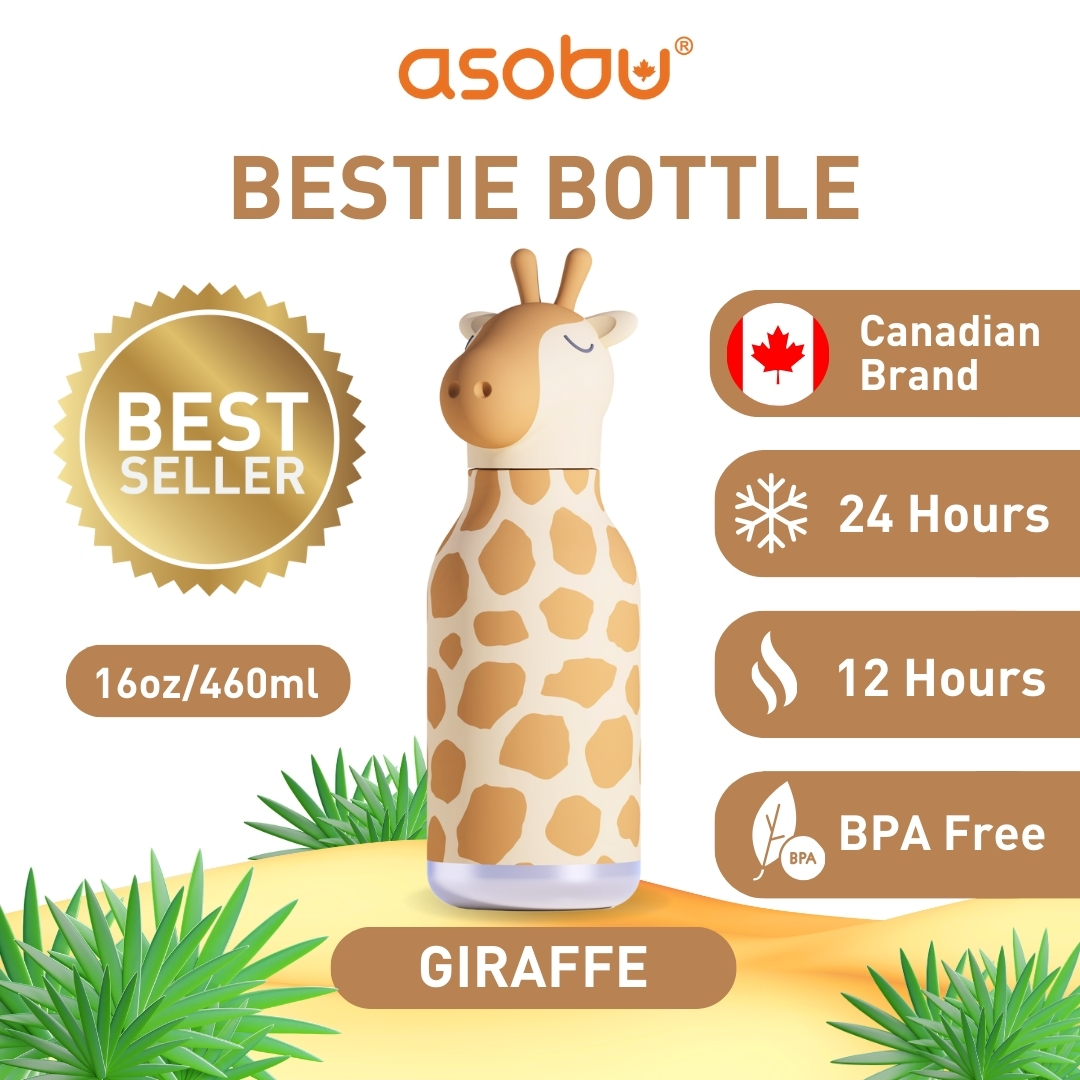 Asobu Bestie Kuh Isolierflasche 460ml - Personalisierbare Edelstahl-Trinkflasche