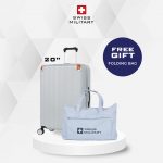 SM SUITCASE ZENEBA 20 INCH SILVER + FOLDING BAG SM STYLE 2019
